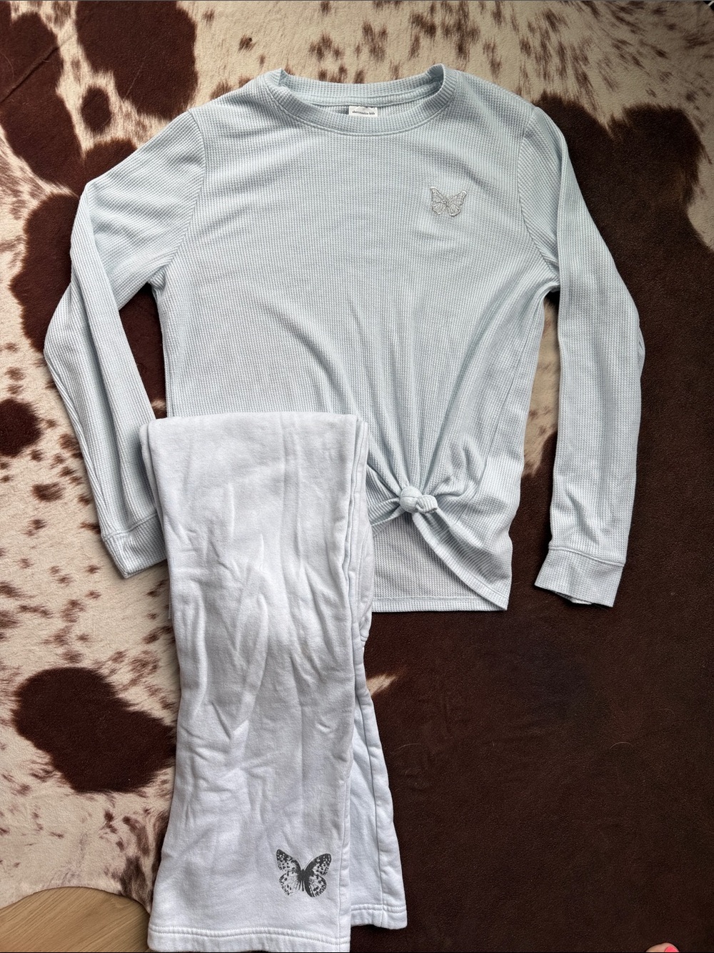 abercrombie kids Light Blue Waffle-Knit Butterfly matching set